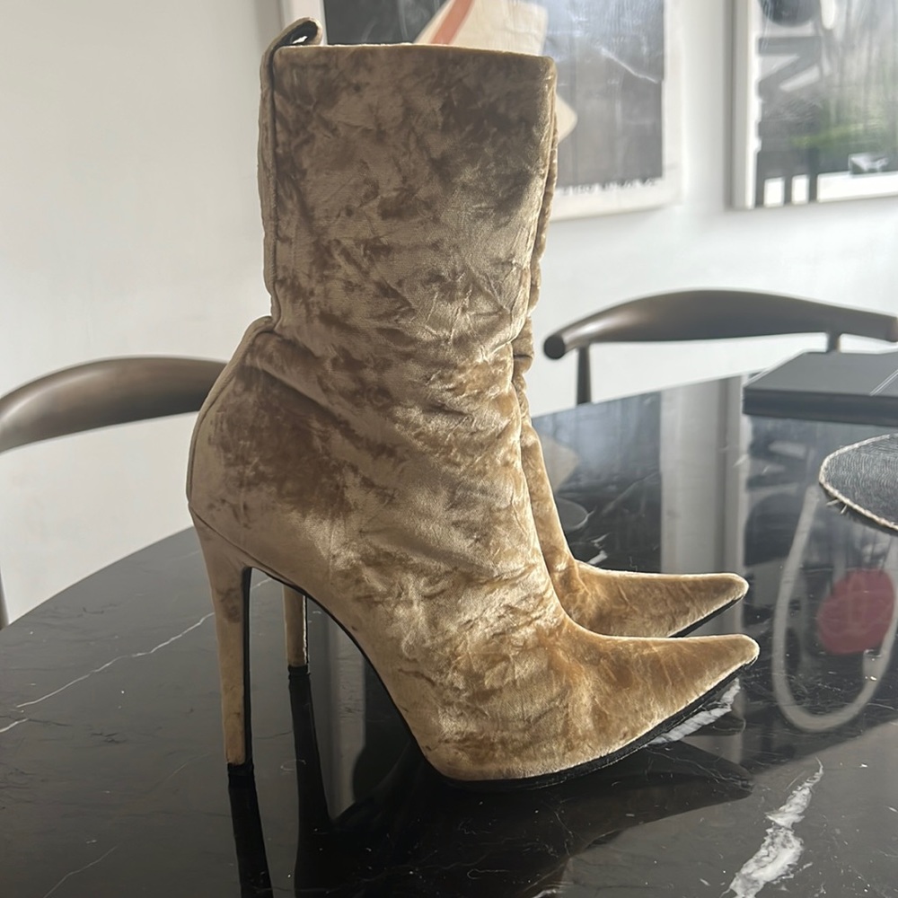 Haider Ackermann velvet heel booties